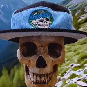 Camp Cap Embroidered Corduroy 5 Panel Hat Bertha Tattoo Grateful Dead Skull Rose